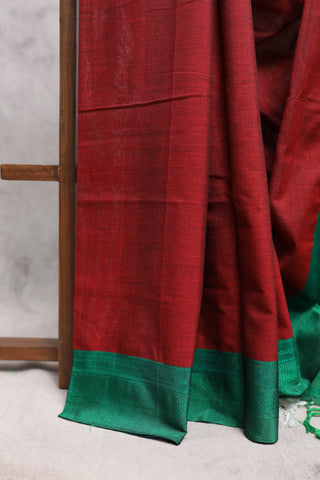 Maroon Cotton Ilkal Saree -SRMCIS334