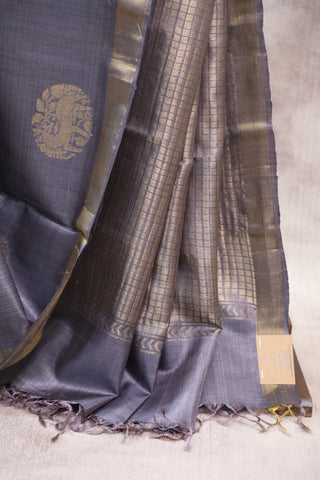 Grey Kosa Tussar Silk Saree - SRGKTSS778