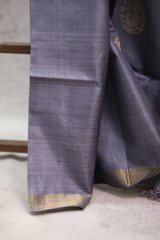 Grey Kosa Tussar Silk Saree - SRGKTSS778