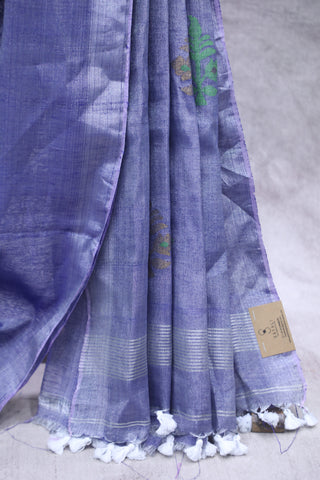 Blue Tissue Linen Jamdani Saree - SRBTLJS62