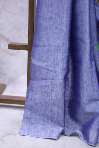 Blue Tissue Linen Jamdani Saree - SRBTLJS62