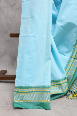 Sky Blue Cotton Ilkal Saree -SRSBCIS335