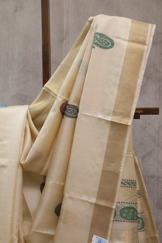 Cream Tussar Silk Saree - SRCTSS756