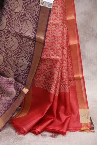 Purple Tussar Silk Saree - SRPTSS754