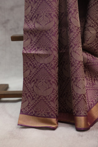 Purple Tussar Silk Saree - SRPTSS754