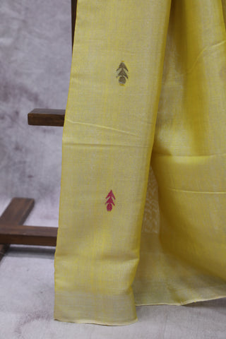 Yellow Tissue Linen Jamdani Saree - SRYTLJS65