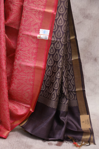 Pink Tussar Silk Saree - SRPTSS755