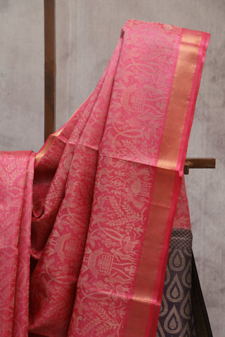 Pink Tussar Silk Saree - SRPTSS755