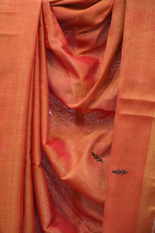 Brick Orange Tissue Linen Jamdani Saree - SRBOTLJS59