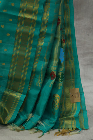 Aqua Green Gadwal Silk Saree - SRAGGSS396