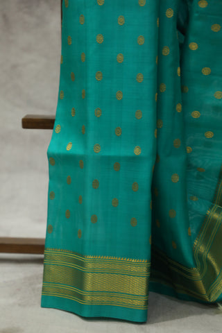 Aqua Green Gadwal Silk Saree - SRAGGSS396