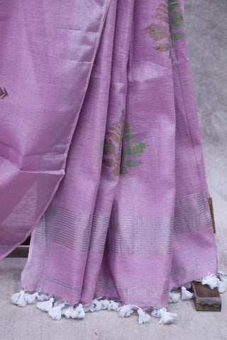 Pink Tissue Linen Jamdani Saree - SRPTLJS61