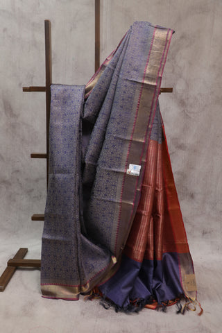 Purple Tussar Silk Saree - SRPTSS758