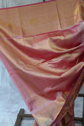 Onion Pink Gadwal Silk Saree - SROPGSS415