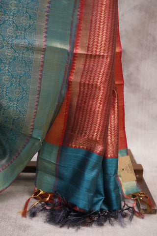 Turquoise Tussar Silk Saree - SRTTSS762