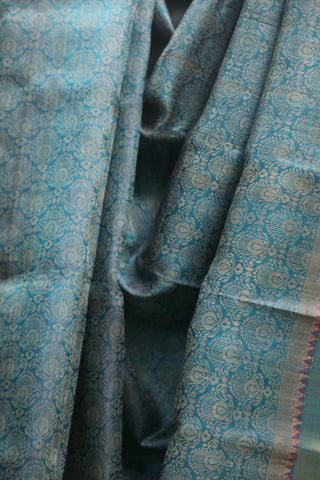 Turquoise Tussar Silk Saree - SRTTSS762