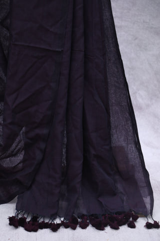 Dark Wine Mulmul Cotton Saree-SRDWMCS174