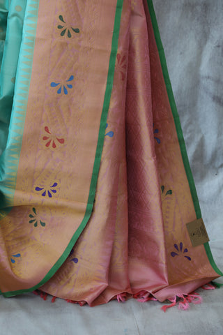 Pastel Turquoise Gadwal Silk Saree - SRPTGSS413