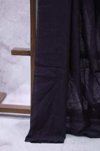 Dark Wine Mulmul Cotton Saree-SRDWMCS174