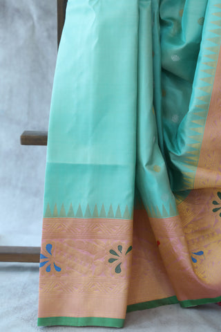 Pastel Turquoise Gadwal Silk Saree - SRPTGSS413