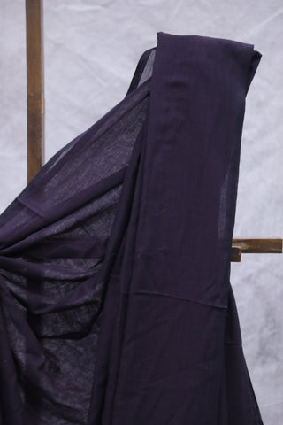 Dark Wine Mulmul Cotton Saree-SRDWMCS174