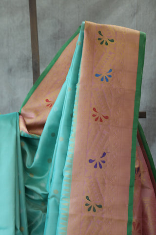 Pastel Turquoise Gadwal Silk Saree - SRPTGSS413