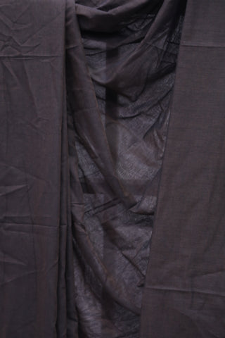 Dark Khaki Mulmul Cotton Saree-SRDKMCS172