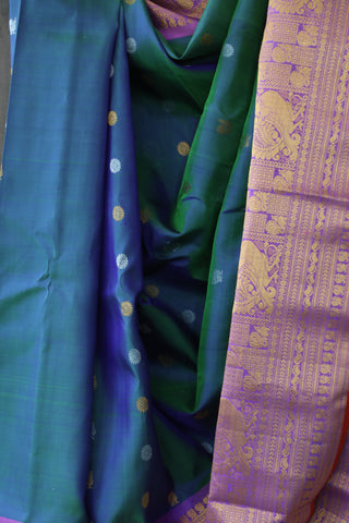 Two Tone Green Gadwal Silk Saree - SRTTGGSS423