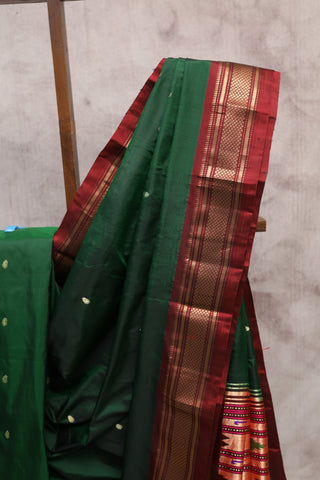 Dark Green Silk Paithani Saree-SRDGSPS239