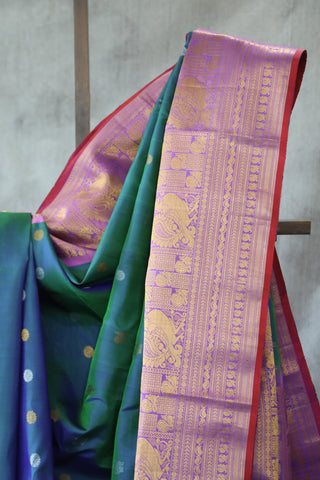 Two Tone Green Gadwal Silk Saree - SRTTGGSS423