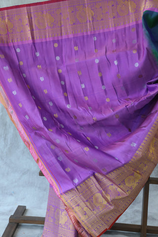 Two Tone Green Gadwal Silk Saree - SRTTGGSS423