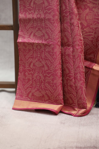 Pink Tussar Silk Saree - SRPTSS763