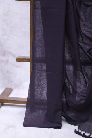 Dark Wine Mulmul Cotton Saree-SRDWMCS173