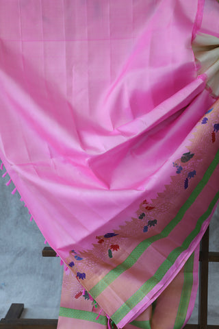 Cream Gadwal Silk Saree - SRCPGSS416