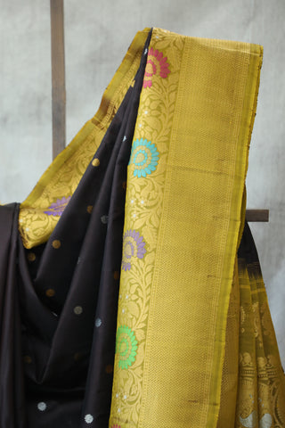 Dark Brown Gadwal Silk Saree - SRDBGSS417