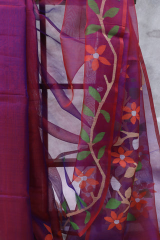 Two Tone Purple Muslin Jamdani Saree - SRTTPMJS37