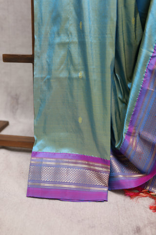 Two Tone Teal Silk Paithani Saree-SRTTTSPS253