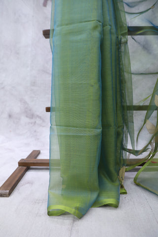 Moss Green Muslin Jamdani Saree - SRMGMJS36