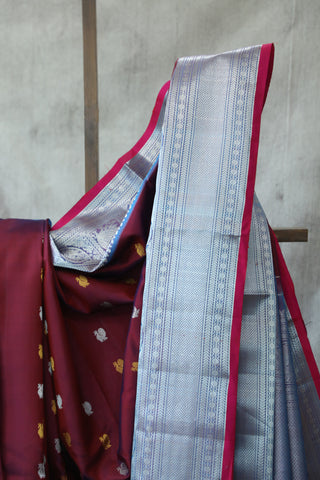 Wine Gadwal Silk Saree - SRWGSS428