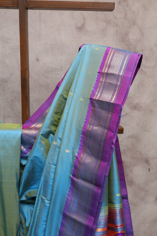 Two Tone Teal Silk Paithani Saree-SRTTTSPS253