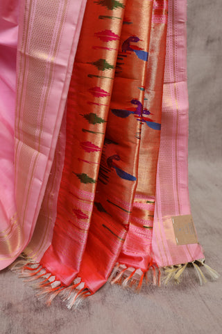 Pink Silk Paithani Saree-SRPSPS249