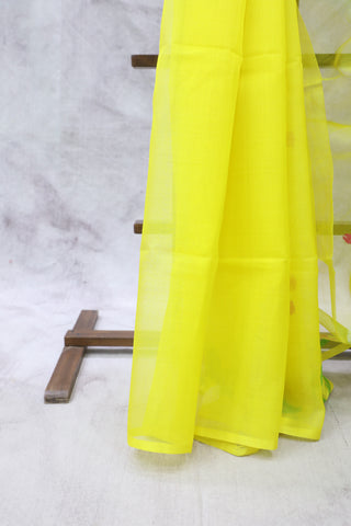 Yellow Muslin Jamdani Saree - SRYMJS32