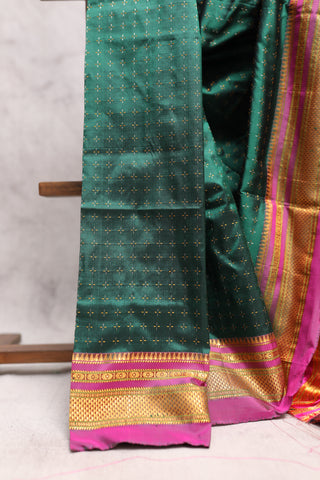 Dark Green Silk Ilkal Saree-SRDGSIS76