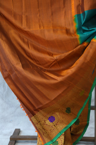 Bottle Green Gadwal Silk Saree - SRBGGSS426