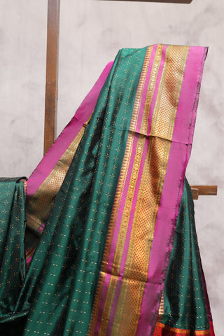 Dark Green Silk Ilkal Saree-SRDGSIS76