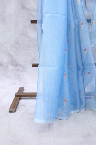 Blue Muslin Jamdani Saree - SRBMJS31