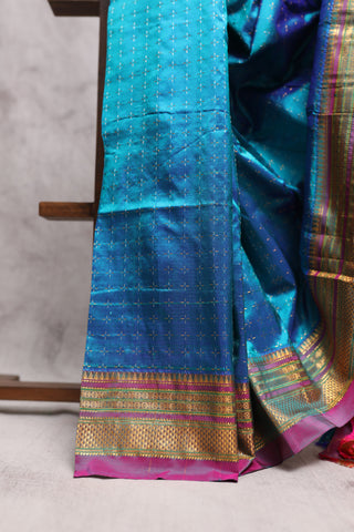 Teal Silk Ilkal Saree-SRTSIS81