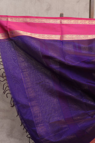 Violet Kanchi Silk Cotton Saree with Jari Border-SRVKSCS6