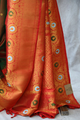 Two Tone Green Gadwal Silk Saree - SRTTGGSS427