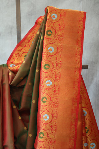 Two Tone Green Gadwal Silk Saree - SRTTGGSS427